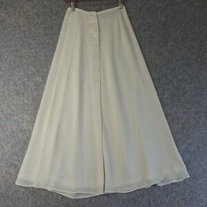 Vintage 90s Express Skirt Womens 5/6 Cream Button Front Chiffon Maxi Sheer Fairy